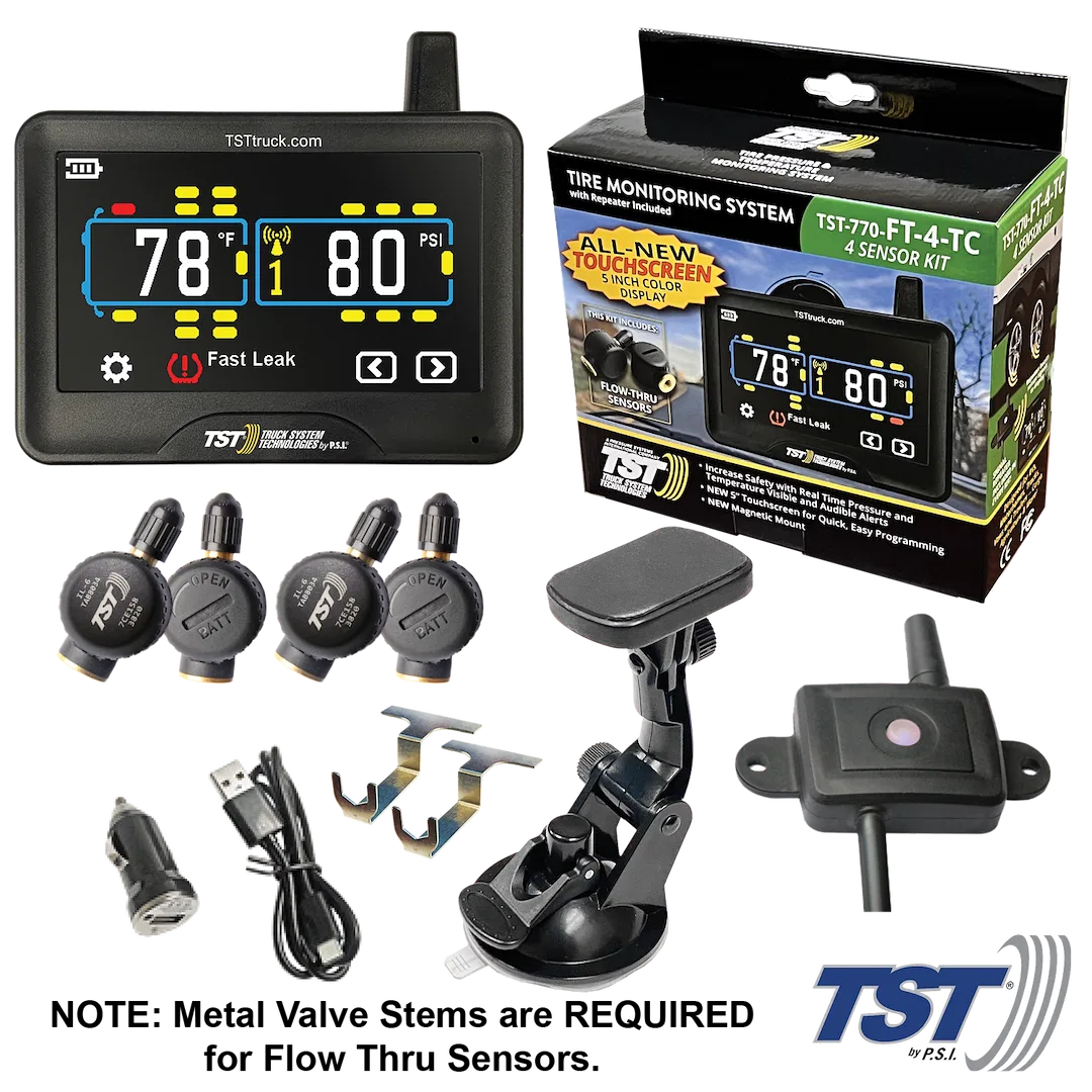 TST-770-FT-4-TC – TRUCK SYSTMS Tire Pressure Monitoring System - TPMS, For Use On Metal Valve Stems And For RV And Tr...
